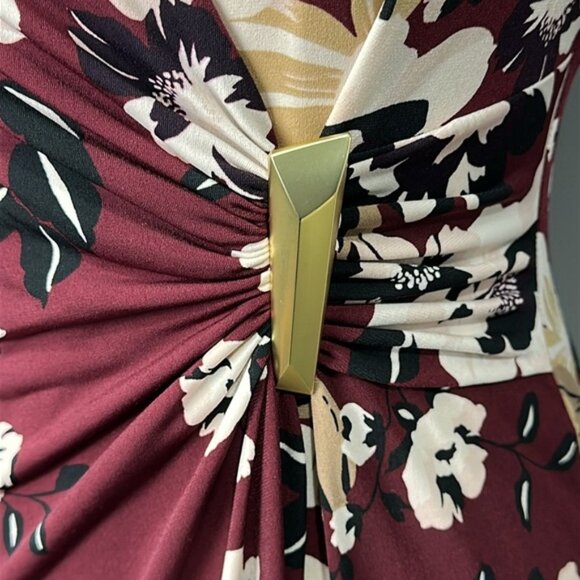 Calvin Klein Long Sleeve Floral Faux Wrap Dress Size 4P - Picture 5 of 10